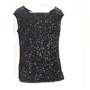 Black sequin sheer shirt
